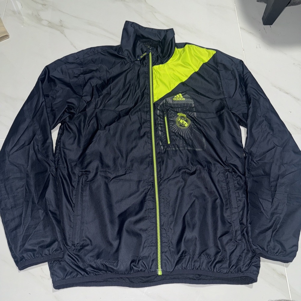 VTG Y2K Adidas Real Madrid Football Jacket Mens Soccer Track Top Zip M Green
